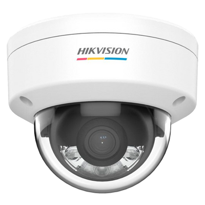 Hikvision - Telecamera Dome IP gamma VALUE - Risoluzione 4 Megapixel (2560x1440) - Ottica 2.8 mm | ColorVu | Microfono integrato - Luce ibrida 30 m | PoE IEEE802.3af - Rilevamento del movimento 2.0 | IP67, IK08