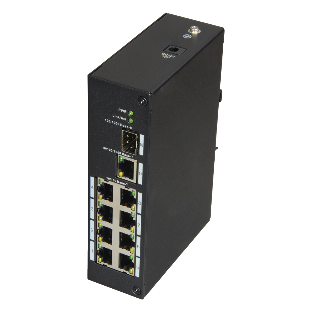 X-Security - Desktop Switch - 8 RJ45 Ports + 1 GIGA Uplink + 1 SFP - 10/100 Mbps Speed - Plug & Play - Energy Saving Technology