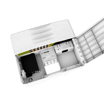 Switch PoE per esterni - 8 porte PoE + 2 Uplink RJ45 + 2 SFP - Velocità Gigabit (8 PoE + 2 Uplink + SFP) - A 60 W in totale per tutte le porte - Standard IEEE802.3at PoE+ / af PoE / bt Hi-PoE - Protezione da Fulmini 6KV, ESD 8KV