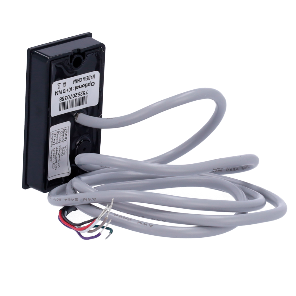 Access reader - Access via EM and MF card - LED and acoustic indicator - Wiegand 34 - Compatible with ZKTeco controllers - Suitable for outdoor IP65