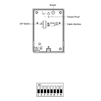 Lettore di accesso - Accesso con scheda EM - indicatore LED e acustico - Wiegand 26/34 | RS485 - Compatibile con Safire - Adatto per esterni IP65