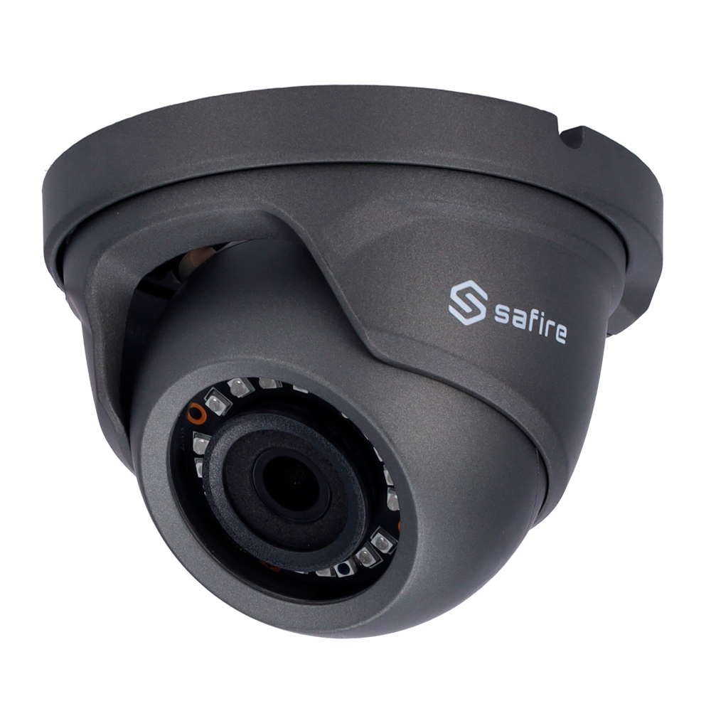 Cámara domo Gama 1080p ECO - 4 en 1 (HDTVI / HDCVI / AHD / CVBS) - 1/2.7" Brigates© BG0806 - Lente 2.8 mm - LEDs SMD IR Alcance 20 m - Menú OSD remoto desde DVR / Color gris