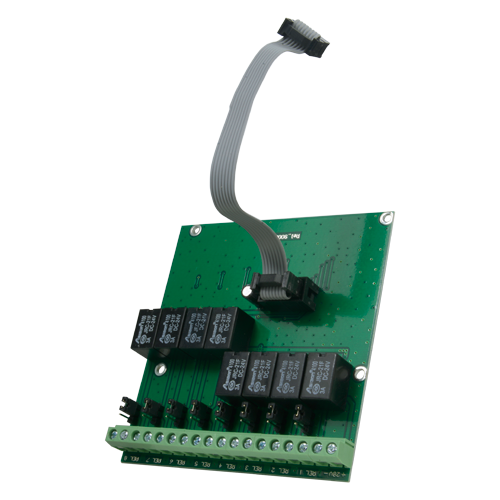 Modulo relè convenzionale DMTECH - 8 uscite relé - Fino a 3A/125VAC o 3A/30VDC - Alimentato dalla centrale - Compatibile con i pannelli antincendio DMTECH