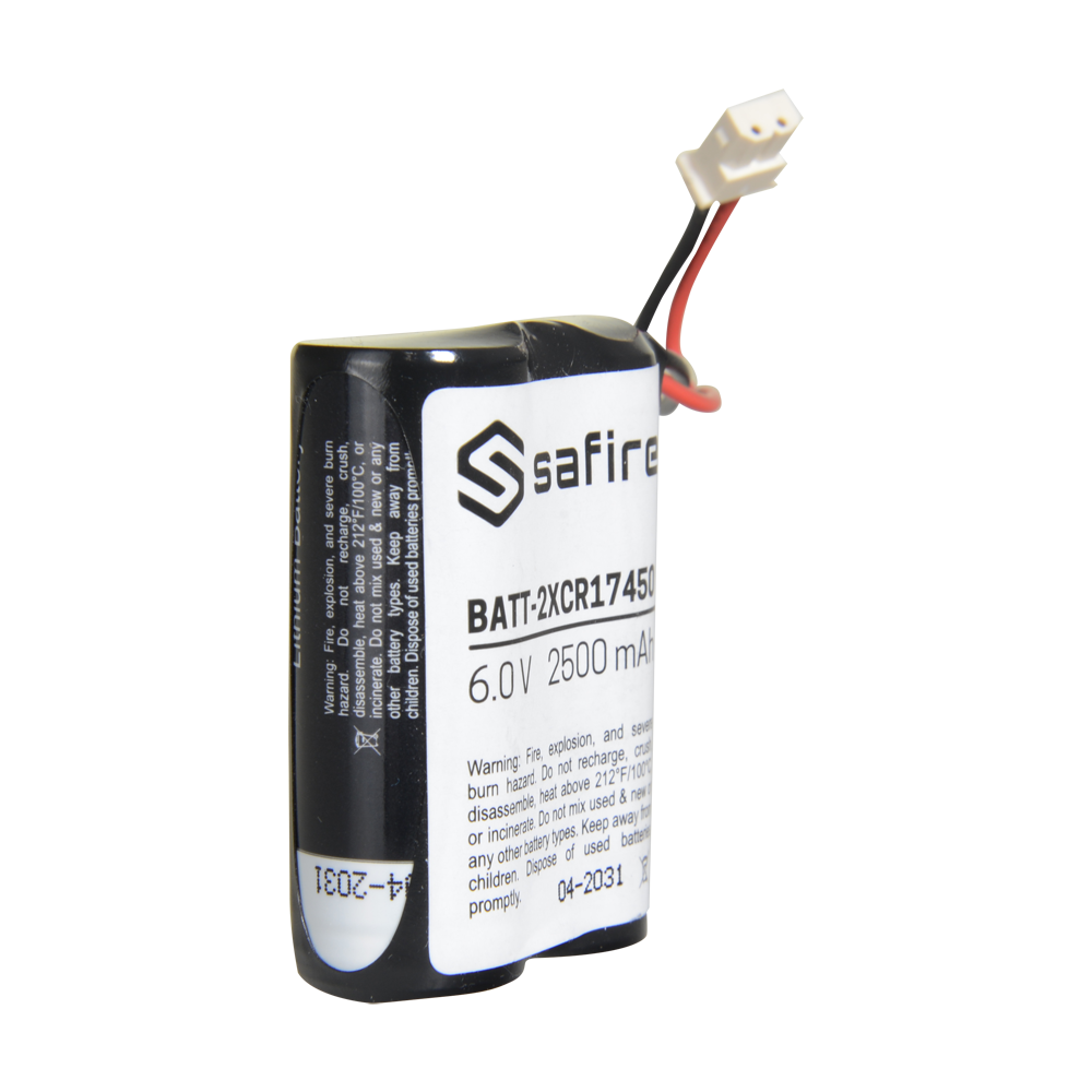 Safire - Pack di pile CR17450 / 4/5A / CR8L - Connettore Molex 5284 - Voltaggio 6 V / Litio - Capacità nominale 2500 mAh - Compatibile con rilevatori Visonic Next Cam PG2 e K9 PG2