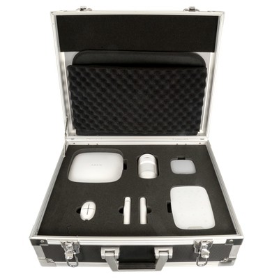 Valigetta Demo Ajax - Kit di allarme professionale - Certificato Grado 2 - Comunicazione Ethernet e GPRS - Senza fili 868 MHz Jeweller - App Cellulare e Web / Colore bianco - Innowatt