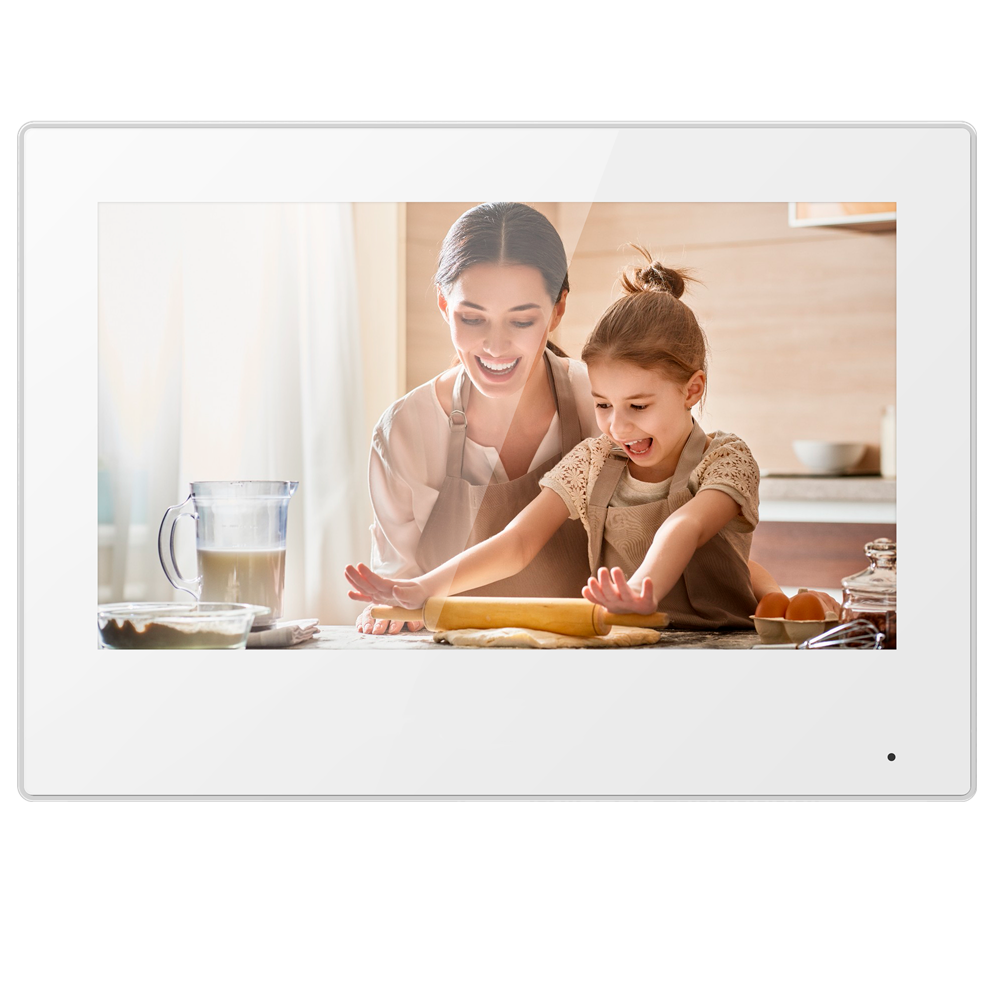 Monitor per Videocitofoni - Schermo TFT da 7" Android 8.1 - Audio bidirezionale e chiamate tra dispositivi - TCP / IP e WiFi - Slot MicroSD | 8 Entrate allarme - Montaggio in superficie