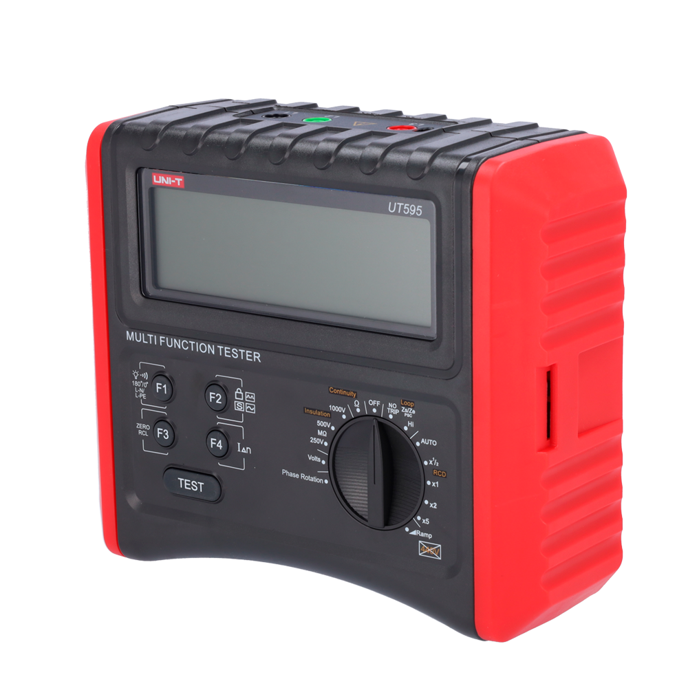 Misuratore di installazioni multifunzione - Display LCD da 9999 conteggi - Misura della resistenza di isolamento e della continuità - Misura dell'impedenza di linea e di loop - Test RCD | Test RCD a rampa - Tester di sequenza delle fasi