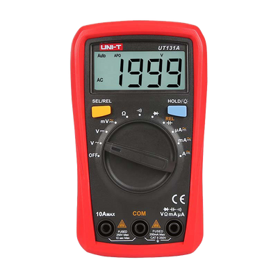 Multimetro digitale portatile LCD - Misurazione della tensione DC e AC fino a 250V - Misurazione dell'intensità DC e AC fino a 10A - Intervallo di misura automatico - Misurazione della resistenza e della capacitanza - Cicalino per test di continuità