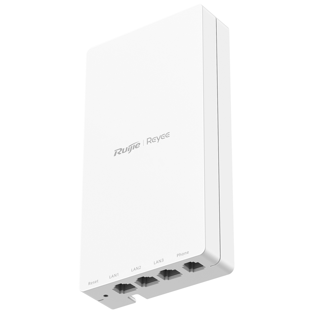 Reyee e-Lighten PON - AP de Pared Omnidireccional Wi-Fi 5 - Soporta 802.11 b/g/n/ac Wave 1 y 2 2.4GHz y 5GHz - Velocidad transmisión hasta 1167 Mbps - 3x Puertos RJ45 Gigabit 1x Puerto RJ11 Telefonía - 1 x Puerto SC PON Uplink 1G
