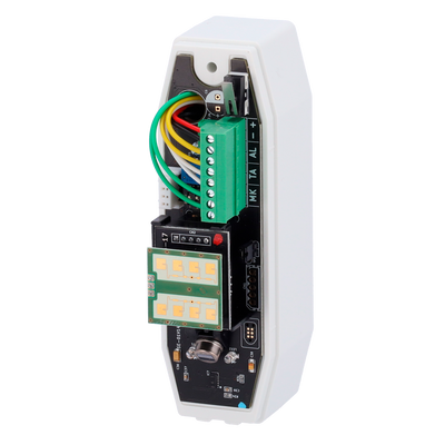 Detector exterior Duevi de bajo consumo - Integrado con el transmisor Ajax - Cortina PIR y microondas (24 GHz) - Alcance de detección 12 m / Antienmascaramiento - Alimentación suministrada por el transmisor - Uso en exteriores IP54
