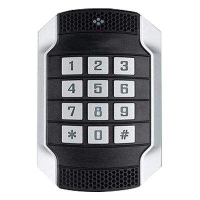 Lector de acceso - Acceso mediante PIN y tarjeta MF - Indicador LED y acústico - Wiegand 26/34 - Compatible con Safire - Apto para exterior IP65, IK10