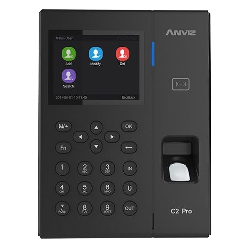 Presence and Access Control PoE - Fingerprints, MF and EM RFID and Keypad - 10000 registrations / 100000 logs - WiFi, TCP/IP, USB, Integrated Controller - 8 Presence Control Modes - Anviz CrossChex Software