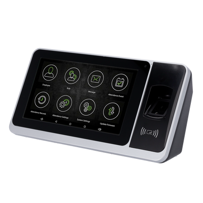 Rilevazione presenze Android - Impronte digitali, schede EM, MF e DESFire e PIN - Funzionamento su software integrato o su Cloud - TCP/IP, USB, WiFi e slot microSD - Touchscreen | Telecamera a scatto - Licenza ZKGoTime Cloud 25 utenti inclusa