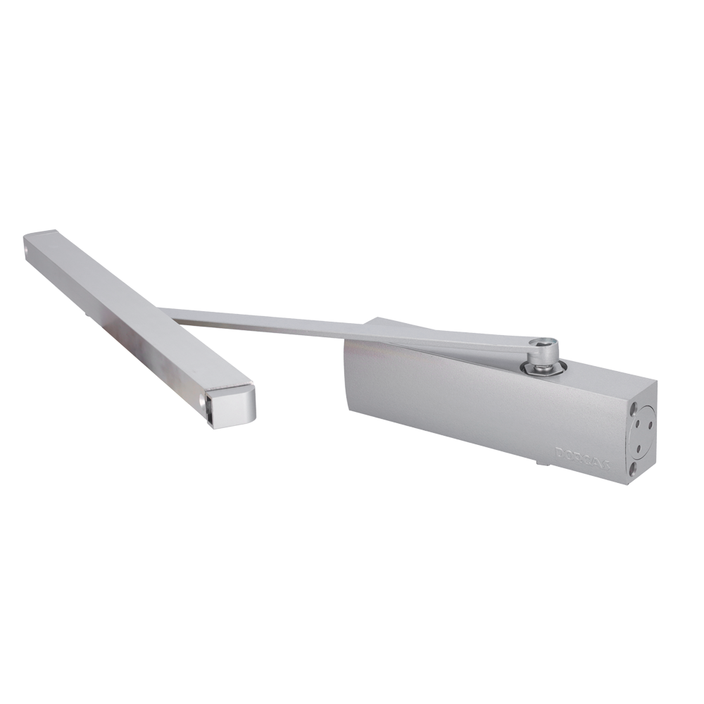 Chiudiporta a braccio scorrevole - Montato a parete e reversibile - Apertura con forza ridotta - Porte tra 25~100 kg e 850~1250 mm - Due velocità di chiusura regolabili - Adatto per qualsiasi tipo di porta