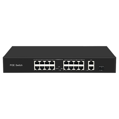 Switch PoE - Porte PoE + 16 Gigabit + 2 SFP1 - Velocità 10/100 Mbps - 30 W per porta / Massimo 300W - PoE esteso (250m) e modalità VLAN - Norma IEEE802.3at (PoE) / af (PoE+)