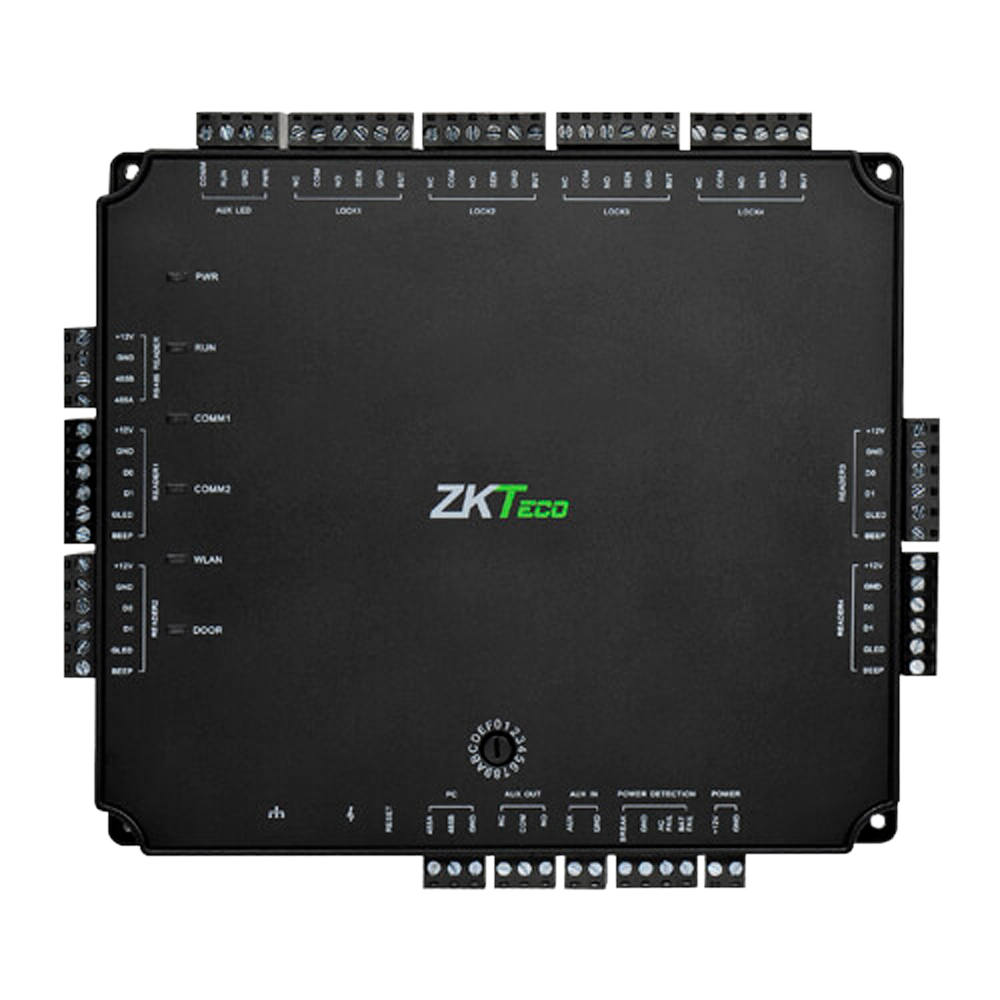 Controlador de acceso PoE - Acceso con tarjeta o contraseña - TCP/IP | Conexión con controlador esclavo - 4 lectores para Wiegand | 8 lectores para OSDP - Salida de relé para 4 puertos - Software serie ATLAS integrado y aplicación móvil