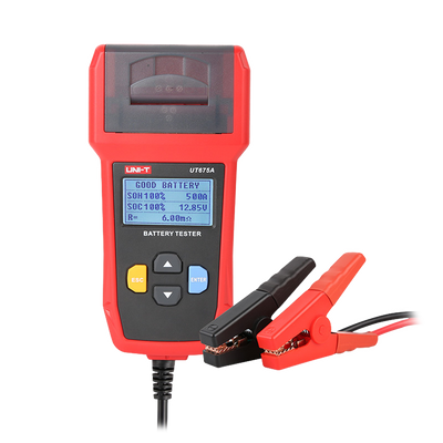 Tester per batterie - Misura capacità, tensione, resistenza e stato - Tester di carica e di avviamento delle batterie 12V/24V - Adatto per testare fino a 10 tipi di batterie - Collegamento al PC tramite USB