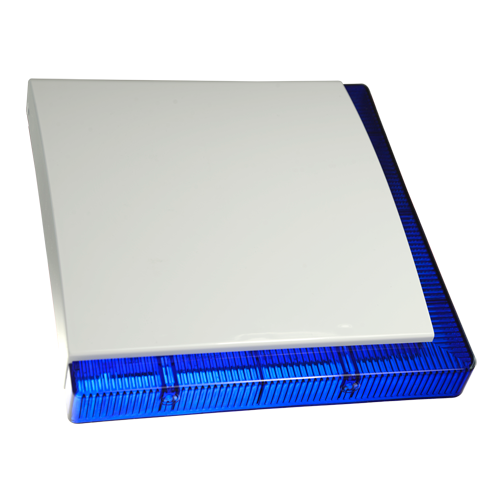 Wired outdoor siren - Grade 3 certified - Maximum sound pressure 112 dBA - Flash of 2 LED bars signaling - Customizable front and blue light - Backup battery included