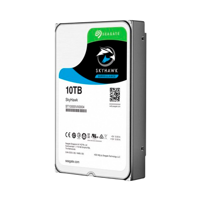 Disco duro Seagate Skyhawk - Capacità 10 TB - Interfaccia SATA 6 GB/s - Fino a 32 trasmissioni di intelligenza artificiale - Modello ST10000VE0008 - Speciale per videoregistratore di rete (NVR)