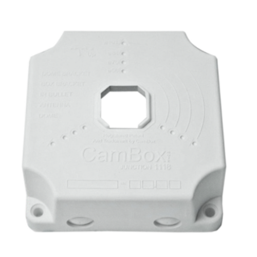Scatola di giunzione per telecamere dome e bullet - Per esterni - Installazione a tetto o parete - Sigillo completo con coperchi CamBox - Colore bianco - Fabbricato in plastica