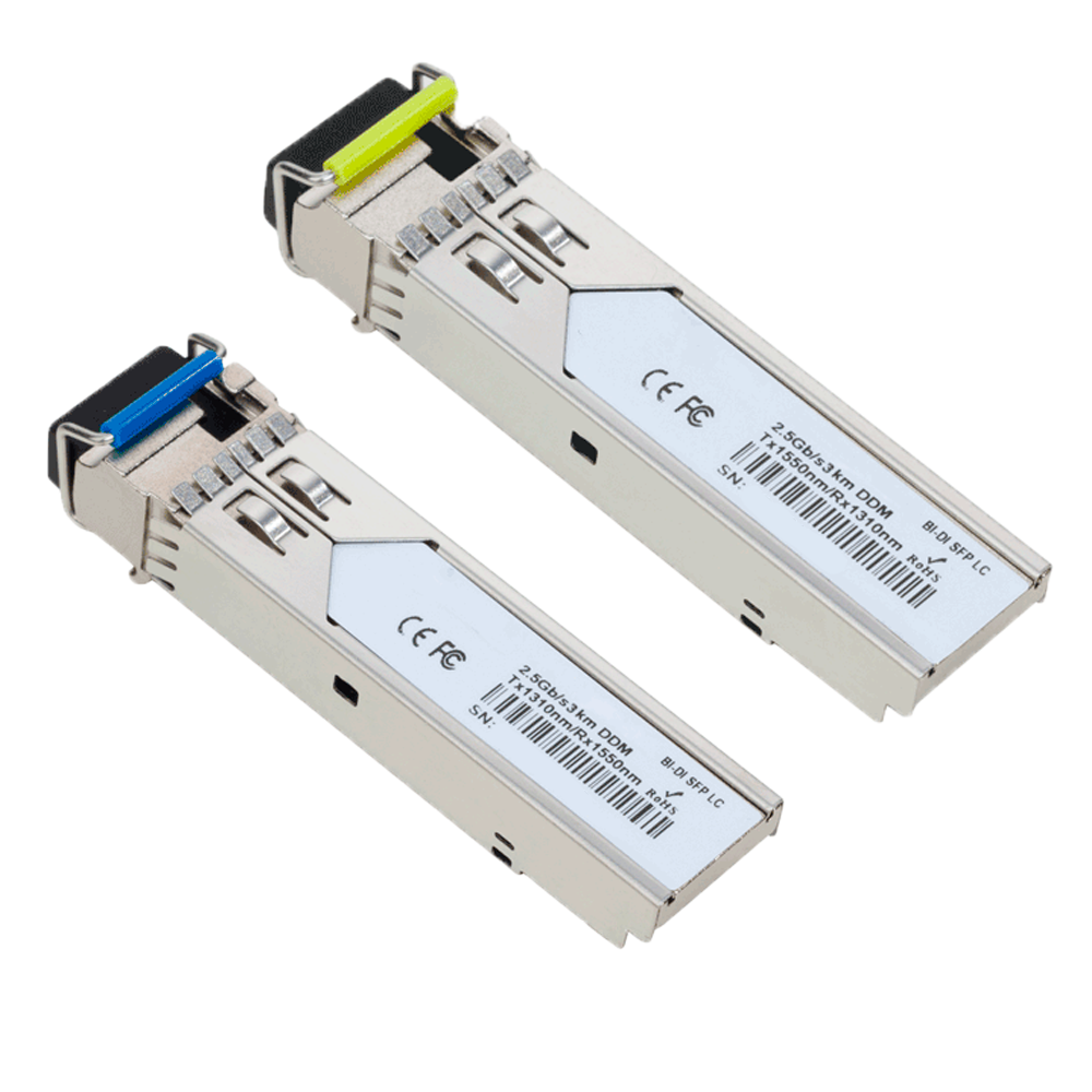 Coppia di moduli transceiver SFP industriali - Tx 1550/1310 nm Rx 1310/1550 nm - Fibra Monomodale - Connettore LC Simplex - BiDi - Massimo 3 km - 2.5Gb/s - 1000Base-LX