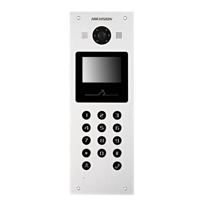 IP video intercom for apartments - 2 Mp camera | Two-way audio - Opening with MF card and PIN | 2 relays - Mobile app via monitor - 3.5" TFT display and keyboard 500 apartments - Flush mounting | IP65