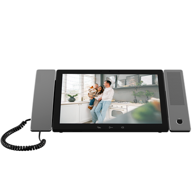 Master station for video intercoms - 10.1" IPS display - Omnidirectional audio - Standard PoE communication - IP camera viewing - Telephone for communication - Micro SD slot