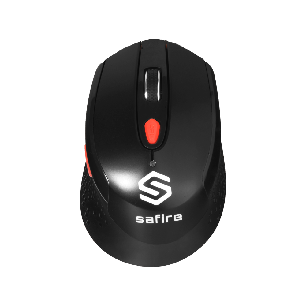 Mouse Safire wireless con sensore ottico - Frequenza: 2.4GHz RF - Pulsanti laterali per scorrimento rapido - Rotellina di scorrimento - Impostazione risoluzione DPI