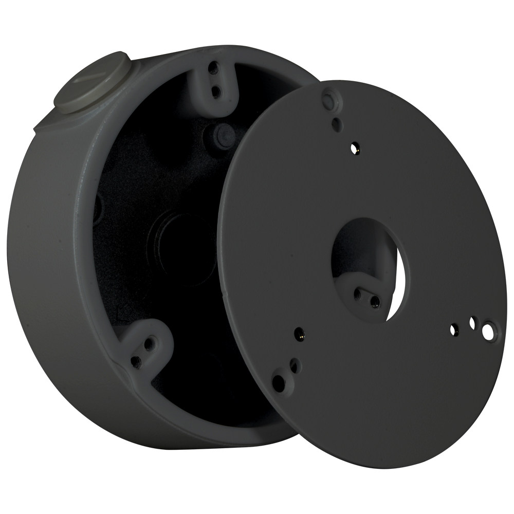 Scatola di giunzione - Per telecamere dome - Installazione a tetto o parete - Passacavo - Colore nero