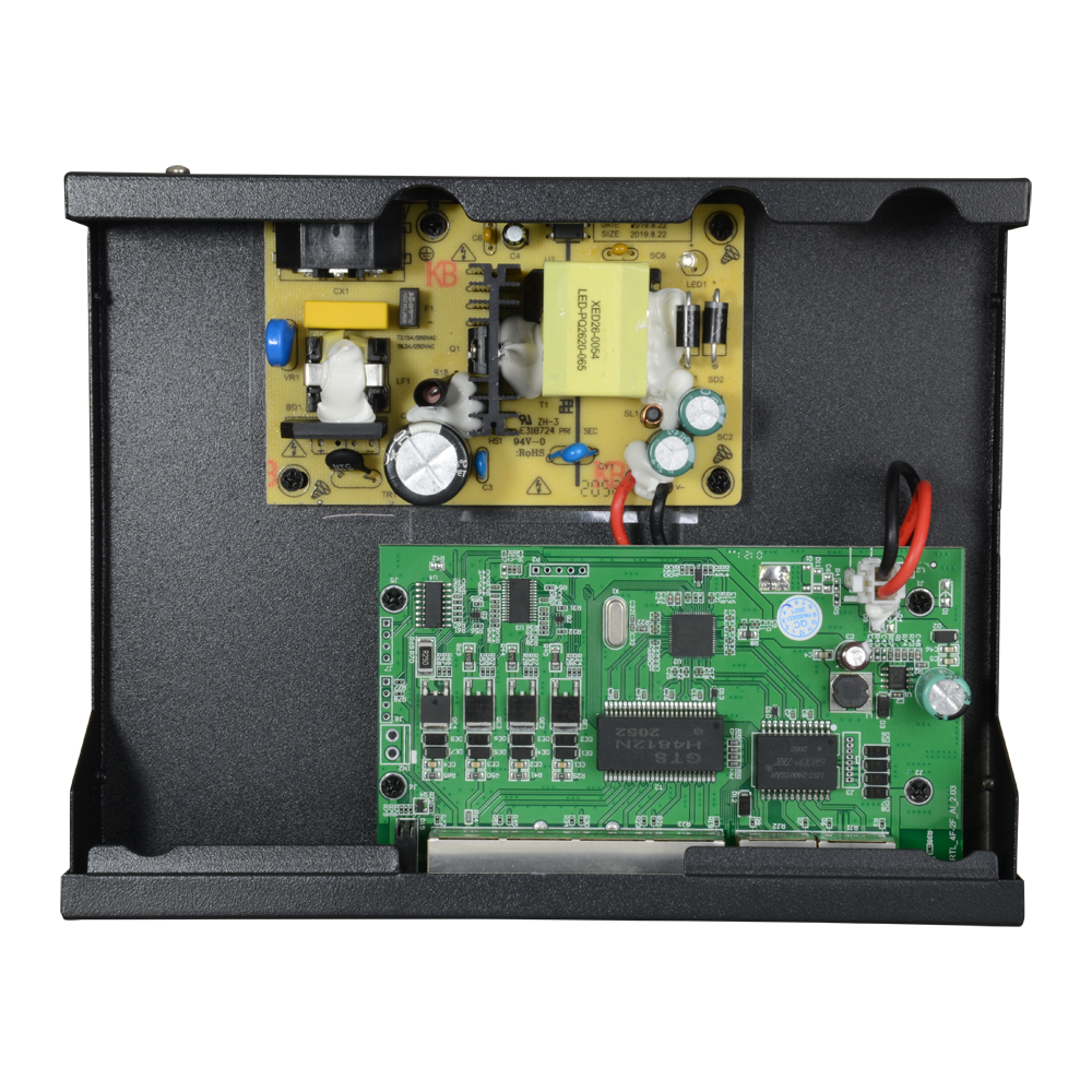 Switch PoE - 4 porte PoE + 2 Uplink - Velocità della porta 10/100 Mbps - 65W porta 1 / 30W porta 2-4 / Massimo 65W - Modo TVCC fino a 250m a 10Mbps - Hi-PoE / IEEE802.3at (PoE+) / af (PoE)