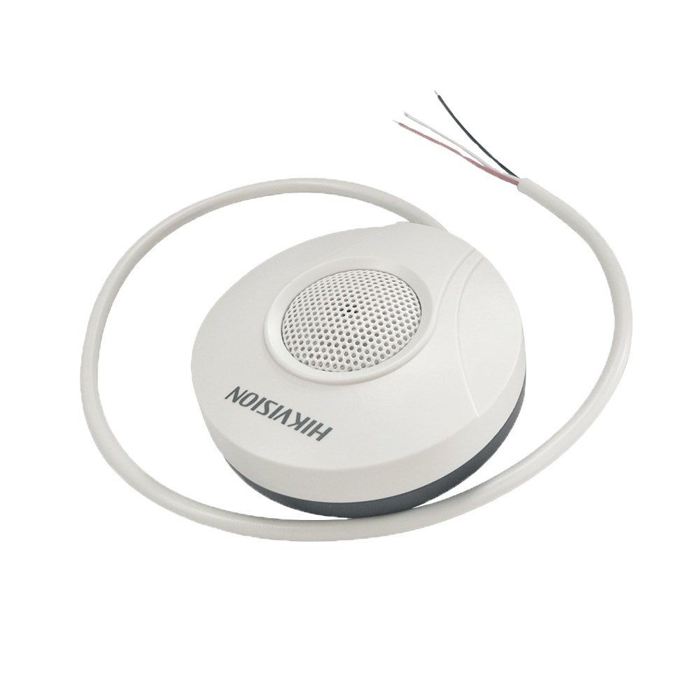 Micrófono Hikivision - Externo / Omnidireccional - Antiinterferencias de alta calidad - Sensibilidad 70 m2 -34dB - Audio RCA / Jack DC12V - Estuche de plástico