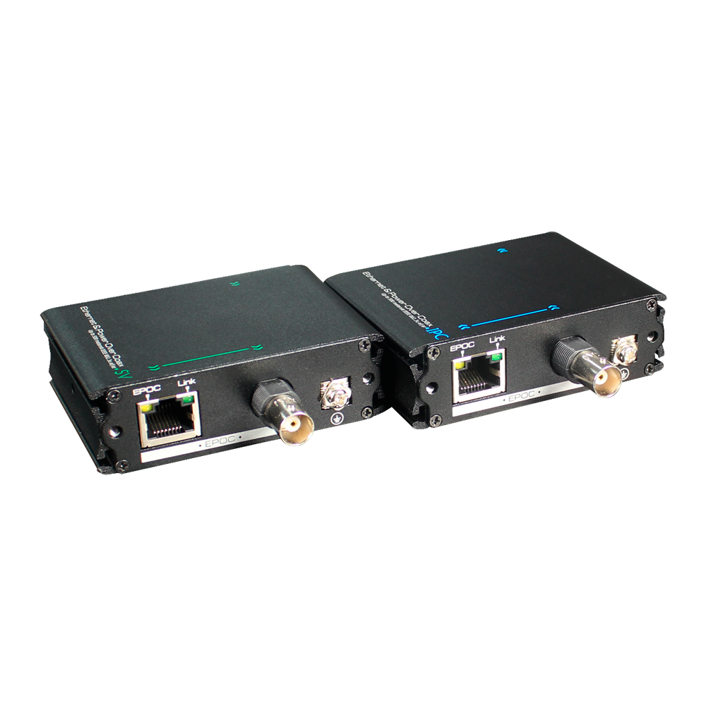 Cavo coassiale estensore IP | PoE - Passivo - Trasmettitore e ricevitore - Permette di transmettere 1 canale IP - Distanza massima 500 - Larghezza di banda fino a 100 Mbps