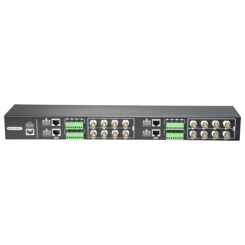 Video Balun 4N1 (HDTVI, HDCVI, AHD y CVBS) - 16 canales pasivos - Incluye 16 BA612P-HAC - Conexión BNC y RJ45 - Distancia: 180 ~ 440m