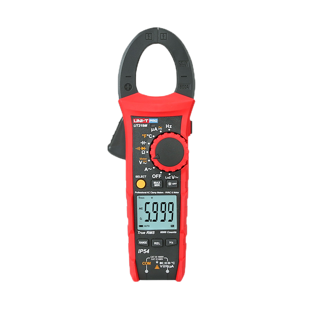 Current clamp - DC measurement up to 1000V - AC measurement up to 1000V and 600A - Resistance/Capacitance/Frequency/Temperature - Auto Range | Diode Test | True RMS - 33mm clamp aperture