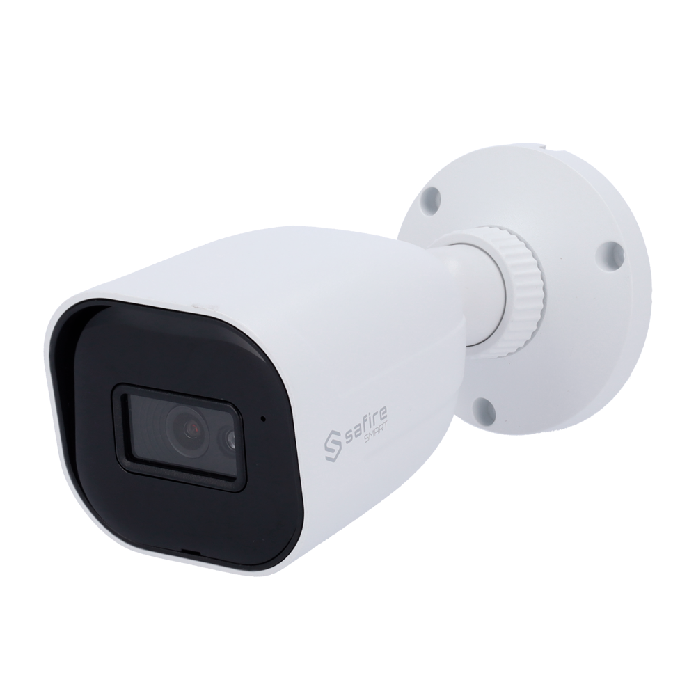 Safire Smart - Cámara Bullet IP con Inteligencia Artificial gama E1 - Resolución 4 Megapíxeles (2566x1440) - Lente de 2,8 mm | Entrada de audio | IR 30m - IA: Clasificación de personas y vehículos - Resistente al agua IP67 | PoE (IEEE802.3af)