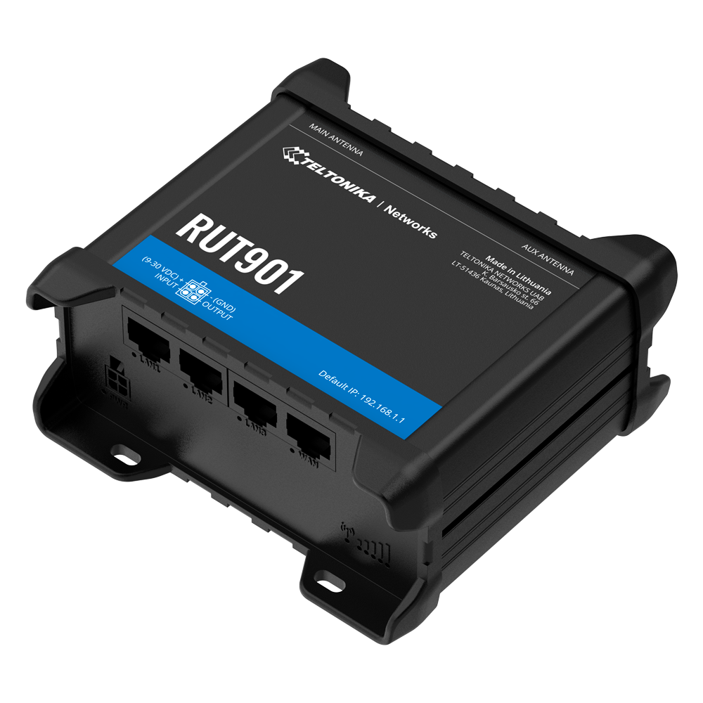 Teltonika Router 4G Industrial - 4 puertos Ethernet RJ45 Fast Ethernet - Dual SIM 4G (LTE) Cat 4 hasta 150Mbps - 1x Entrada + 1x Salida Digital - Wi-Fi 802.11b/g/n 2.4GHz -