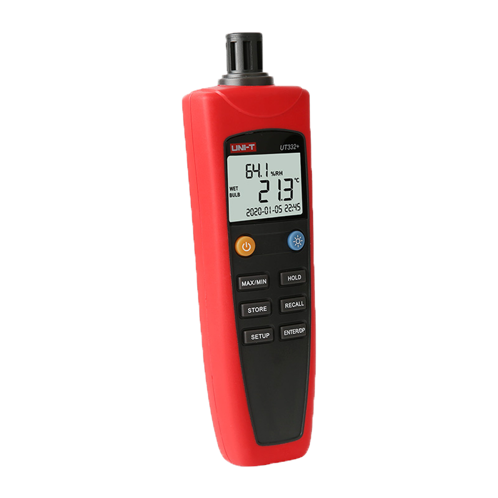 Medidor de condiciones ambientales - Medición de temperatura y humedad - Diseño ligero y económico con interfaz intuitiva - Apagado automático - Tº de rocío y sensación térmica - Conexión USB a software de PC
