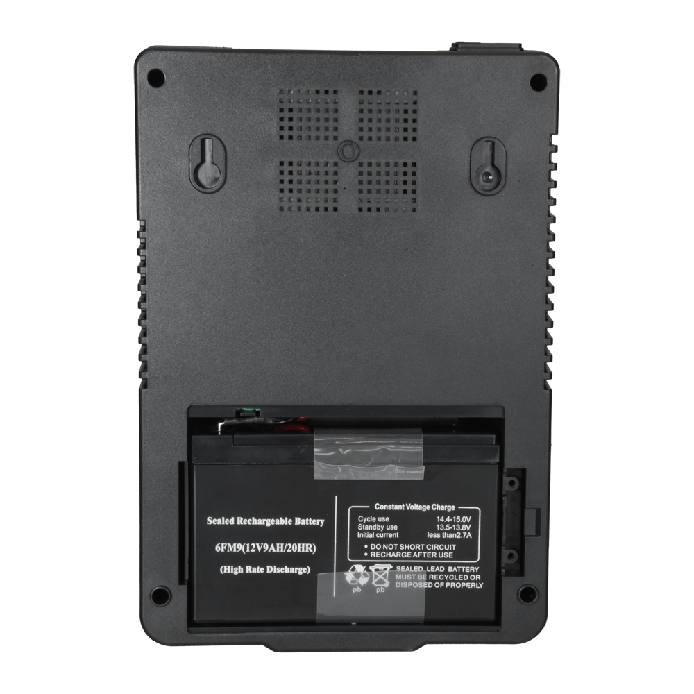 UPS monofase line-interactive - Potenza 800VA/480W - Entrata 220~240 Vac /Uscita 230 Vac - 6 uscite protette (3 UPS, 3 Bypass) - Tempo di ricarica 6~8 ore - Batteria al piombo-acido sigillata (inclusa)