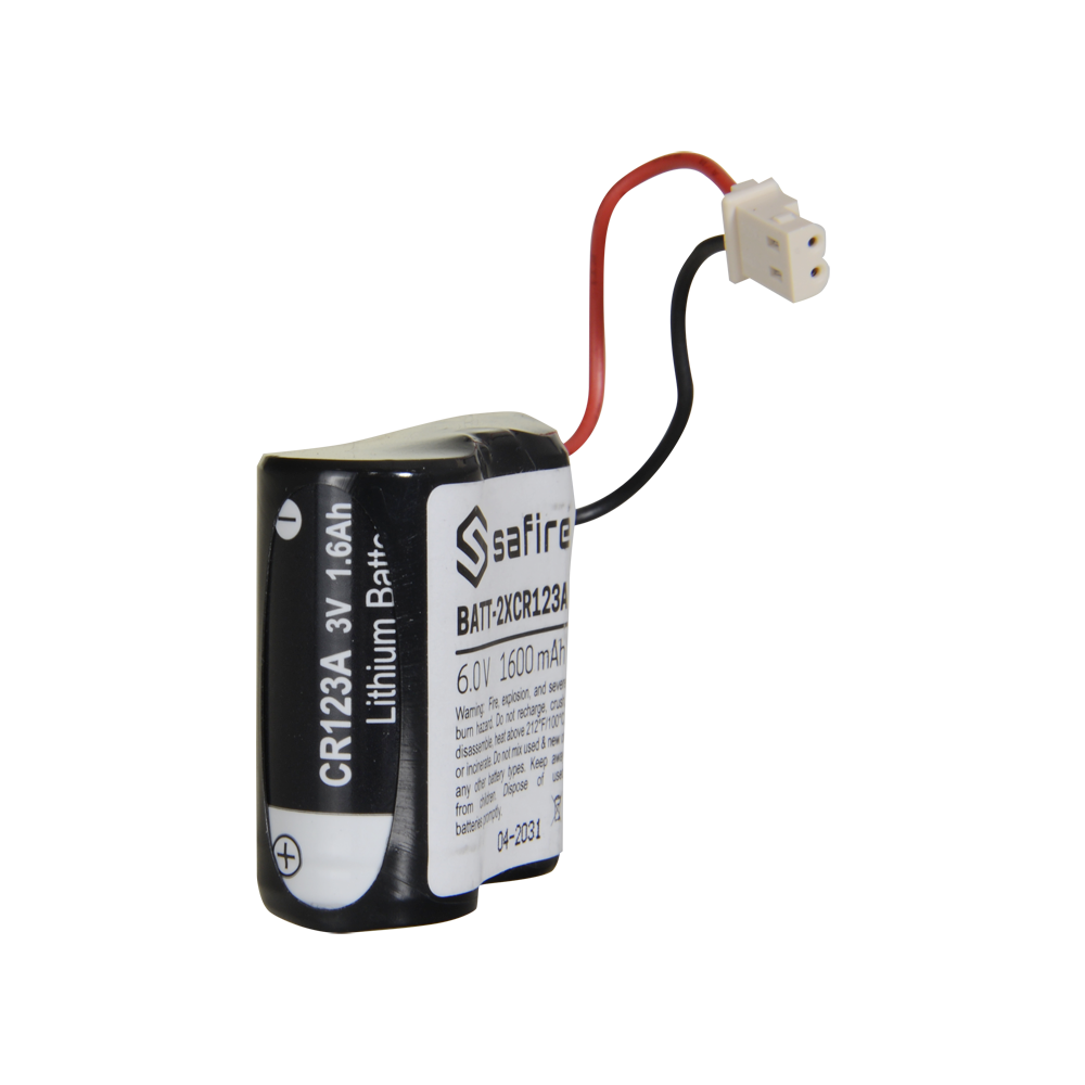 Safire - Pack di pile CR123A / CR17345 / 5018LC - Connettore Molex 5284 - Voltaggio 6 V / Litio - Capacità nominale 1600 mAh - Compatibile con rilevatori Visonic Next Cam PG2 e K9 PG2