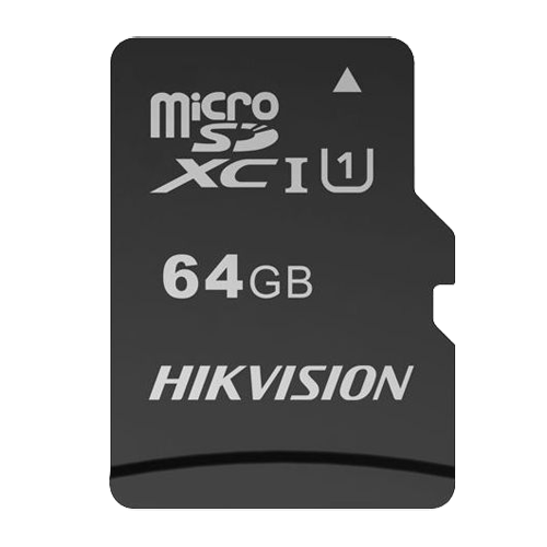 Scheda di memoria Hikvision - Tecnologia TLC - Capacità 64 GB - Classe 10 | Velocità di scrittura 55 MB/s - Fino a 3000 cicli di scrittura - Adatto per dispositivi di Videosorveglianza