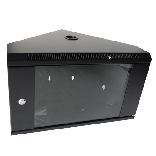 Armadio rack per angolo - Fino a 6U rack da 19" - Fino a 60 Kg di carico - Con ventole e passacavi - Ventola inclusa - Ciabatta da 6 prese incluida