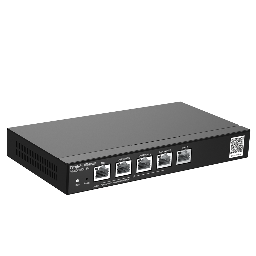 Reyee Router PoE Controller Cloud - 4 Porte PoE+ LAN + 1 Porta WAN - 5 Porte RJ45 10/100 /1000 Mbps - Supporta fino a 4 WAN per il failover o il bilanciamento - Fino a 1500 Mbps di larghezza di banda - Server VPN IPSec, L2TP, PPTP, OpenVPN
