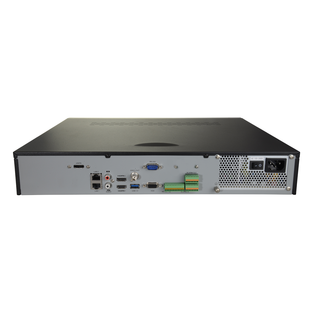 Videoregistratore NVR con riconoscimento facciale - 16 CH video | Risoluzione max 32 Mpx - Riconoscimento facciale fino a 4 canali - Confronto fino a 10.000 immagini - TrueSense, filtro di falso allarme per veicoli e persone - Supporta 4 hard disk | Allar