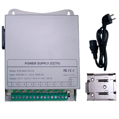 Alimentatore a commutazione - uscita DC 12 V 10 A / 120 W - 8 uscite - Voltaggio in entrata 100 V ~ 240 V - 33 (I) x 140 (P) x 108 (H) mm - Montaggio su guida DIN