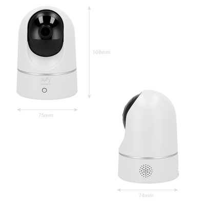 Telecamera Eufy by Anker - 2K (1080P) - 1/2.7" Progressive Scan CMOS - Ottica 2.8 mm | WDR | IR 10 m - Compressione H.264/H.265 - Adatta per interni