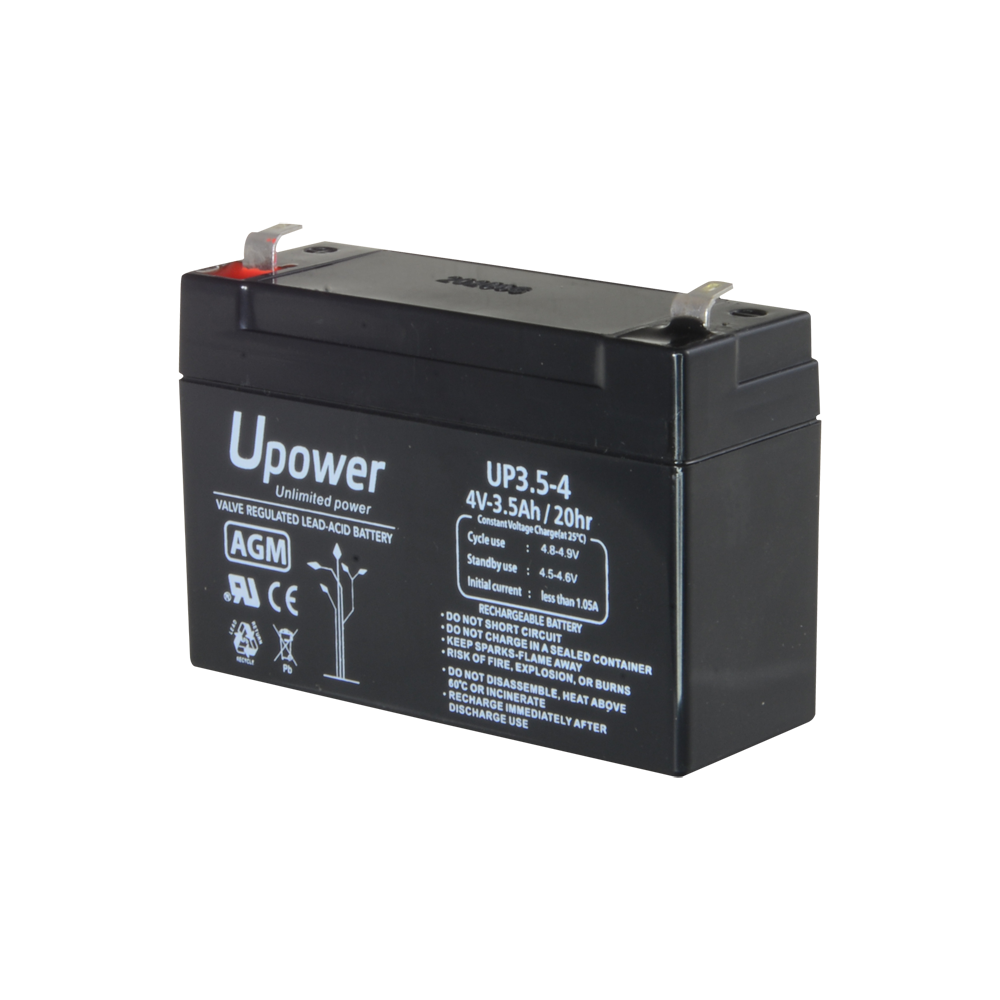 Upower - Batteria ricaricabile - Tecnologia piombo-acido AGM - Voltaggio 4 V - Capacità 3.5 Ah - 65 x 90x x 34/ 420g - Per backup o uso diretto