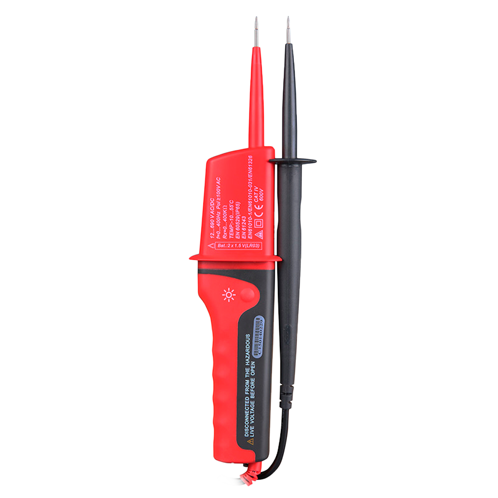 Pen voltage meter with LCD display - AC and DC voltage measurement - Acoustic warning and visible LED for continuity - Waterproof IP65 - Continuity test - Neutral or live cable indicator