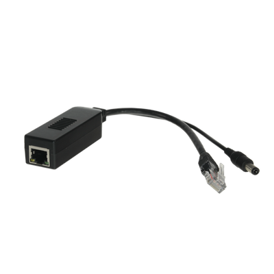 PoE Splitter
 - Per telecamere IP no PoE
 - Ingresso RJ45 (PoE)
 - Uscita RJ45 e jack
 - Potenza max 25 W / DC 12 V
 - PoE IEEE802.3af / PoE IEEE802.3at