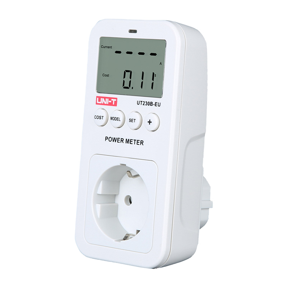 Electric consumption meter - Allows you to know all the electric values - Calculate energy costs - Integrated CO2 meter - Data storage - Schuko socket