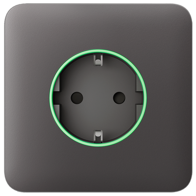 Copertura frontale per smart plug di tipo F - Compatibile con AJ-OUTLETCORE-SMART - Indicatore LED sullo stato della presa e sul consumo di energia - Pulsante touch per il controllo manuale - Retroilluminazione a LED - Colore grigio